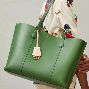 Tory Burch Arugula Green Perry Triple Compartment Tote Bag | New